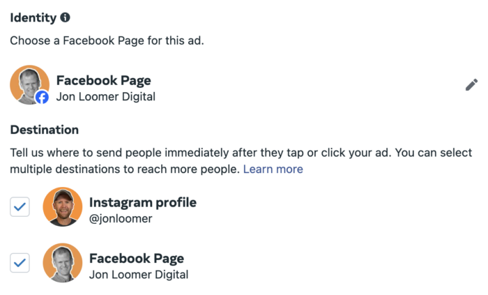 Instagram or Facebook Conversion Location